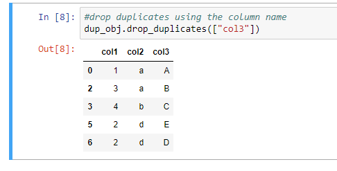 drop the duplicates columnwise
