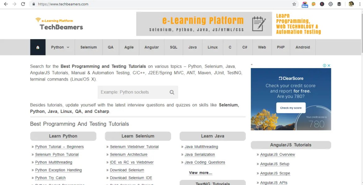 website-for-Python-learning-2-techbeamers.