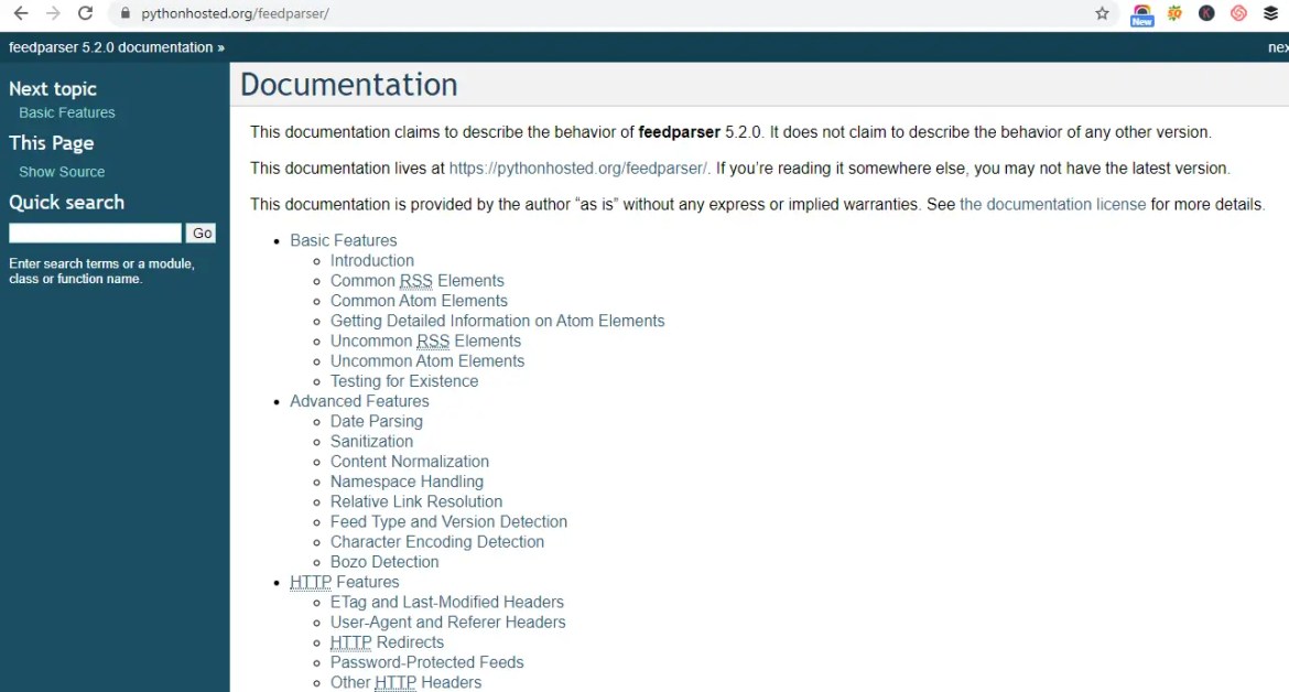 Read RSS feed in Python
