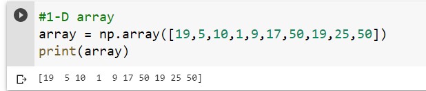 Creation of 1D- Numpy array