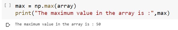 Max Value in a 1D Numpy Array