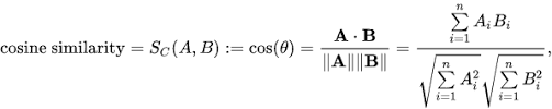 Cosine Similarity formulae