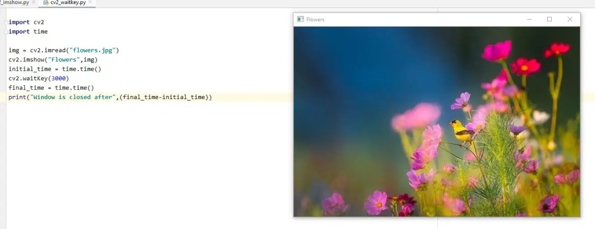 Displaying the image for three seconds