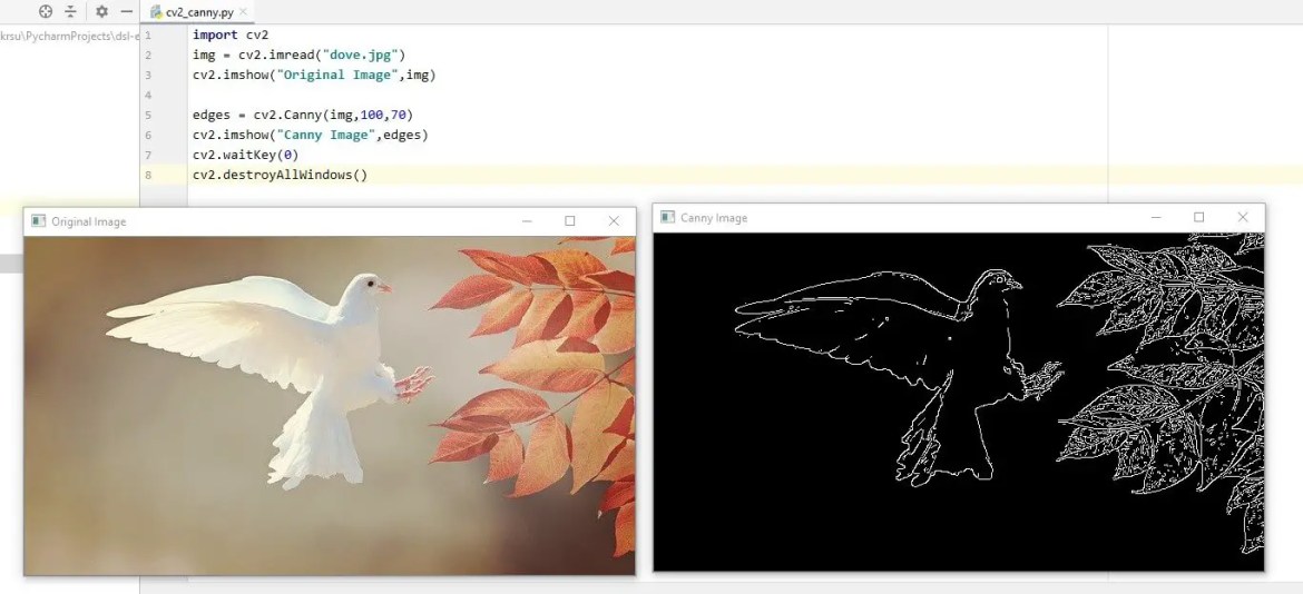Opencv edge detection using cv2 Canny method