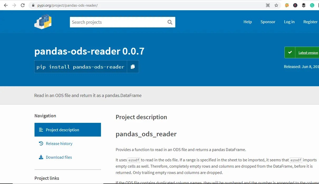 Как открыть ods python
