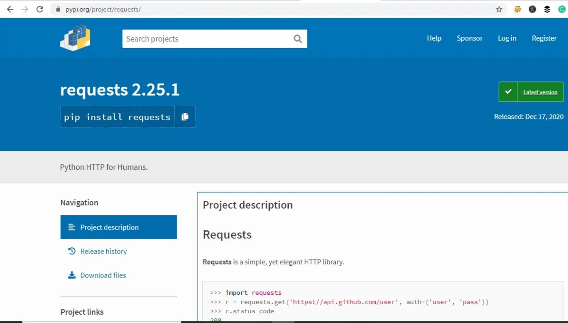 importerror no module named requests