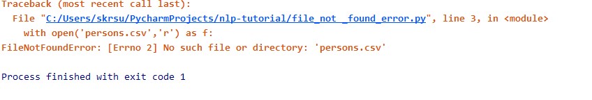 FileNotfounderrro on reading the wrong filename using the open() method