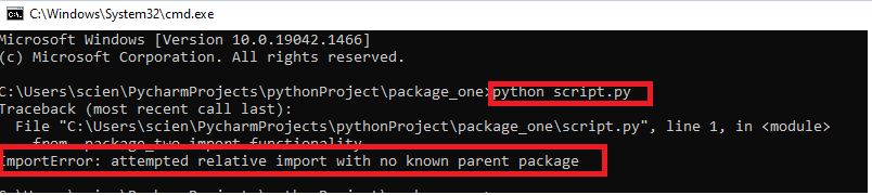 Importerror attempted relative import with no known parent package