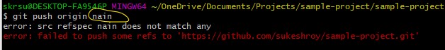 Name mismatch for branch name