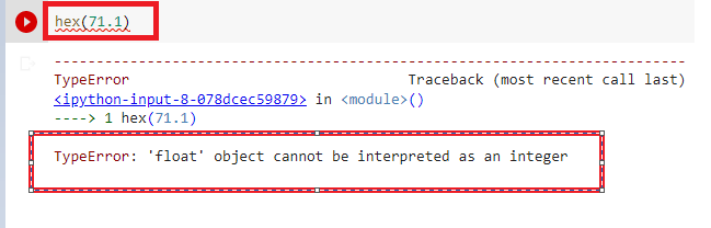 hex function float parameter error