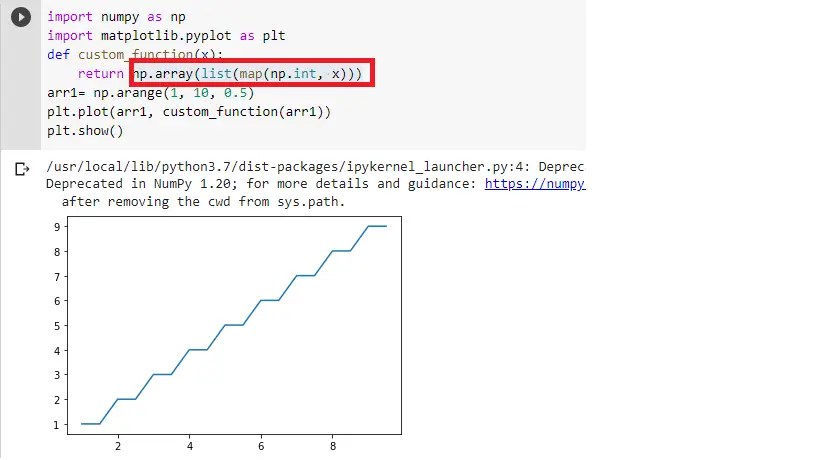 map() function as numpy conversion