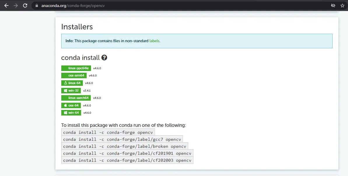 conda install opencv