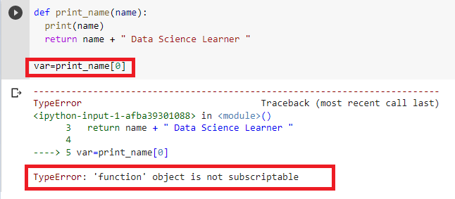 typeerror function object is not subscriptable root cause
