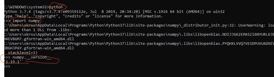 Checking the numpy version