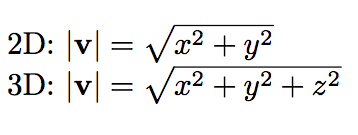 Formulae for the magnitude of a vector