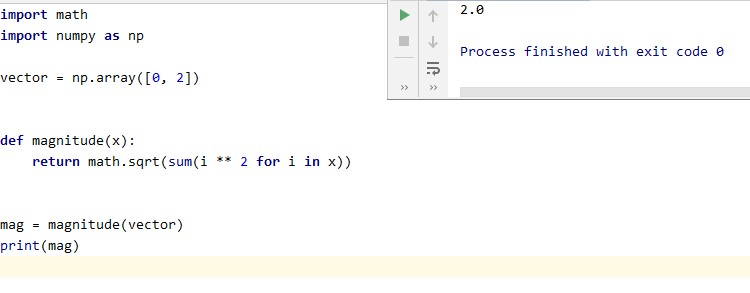 Magnitude of a vector using the Formulae