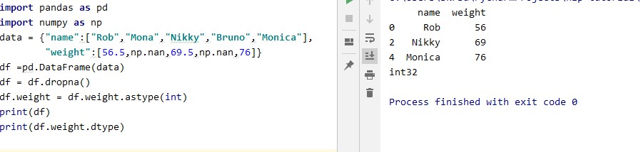 Removing rows containing NaN value