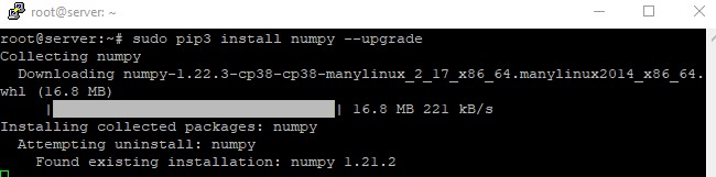 Upgrading the numpy to the latest version on linux