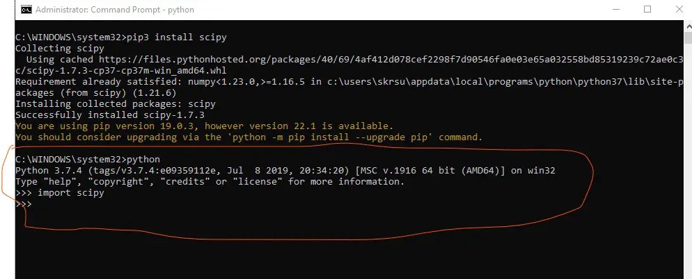 Solving no module named scipy error