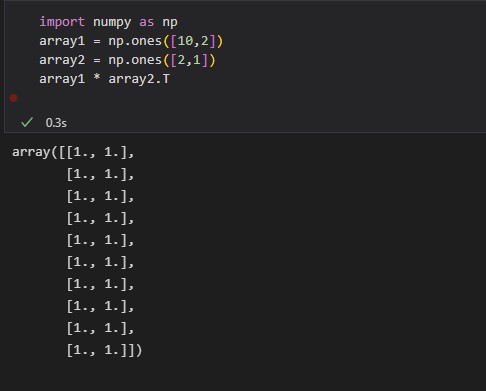 Mutliplying two array by transposing one matrix