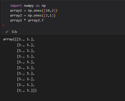 Mutliplying two array by transposing one matrix