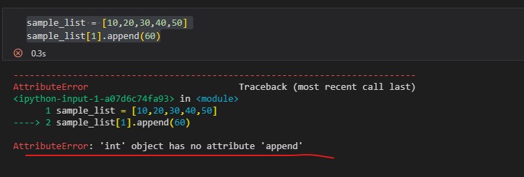 int object has not attribute append