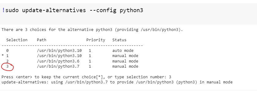 Choose the version for the python