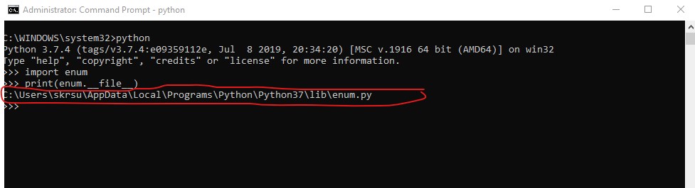 Getting the path of the enum module