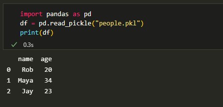 Reading pickle file using the pandas module