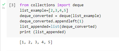 prepend using deque