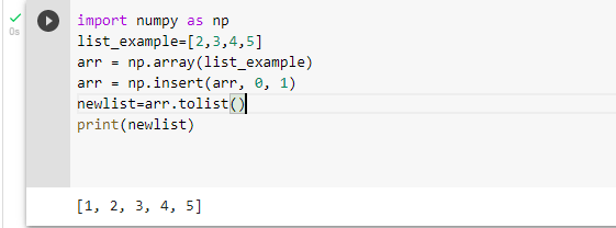 prepend using numpy
