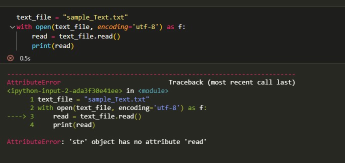 str object has not attribute read error