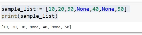 Sample list contain None as a item