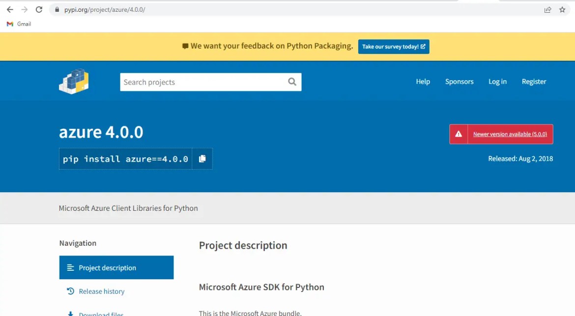 Modulenotfounderror no module named azure