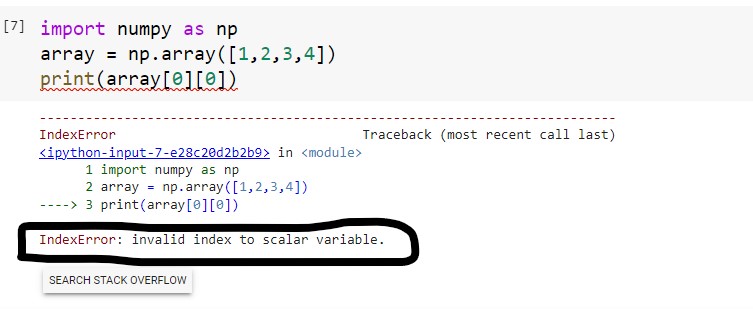 index error when accessing the numpy array