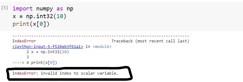 index error when accessing the scalar value