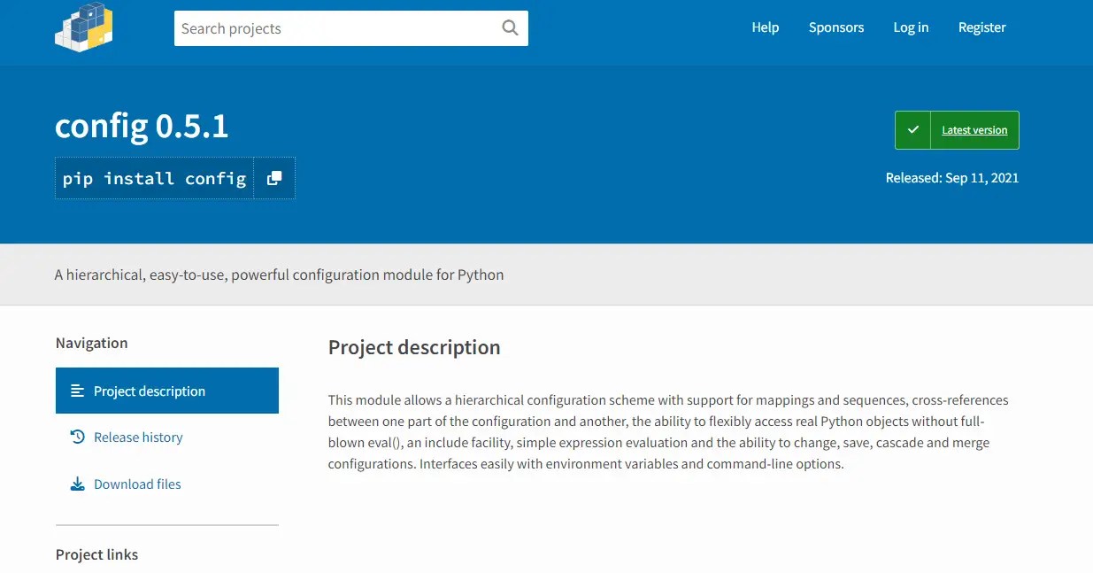 config module pypi website