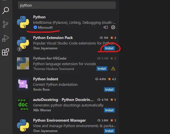 Python extension by Microsoft