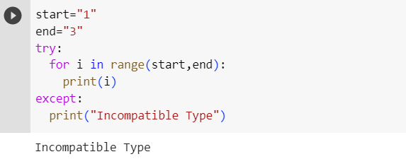 'str' object cannot be interpreted as an integer solution by try except