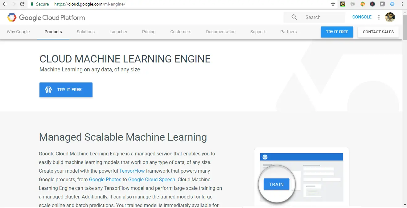 Google cloud services for TensorFlow