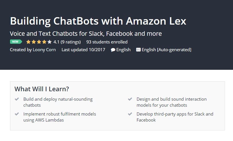 Building ChatBots with Amazon Lex Udemy post image