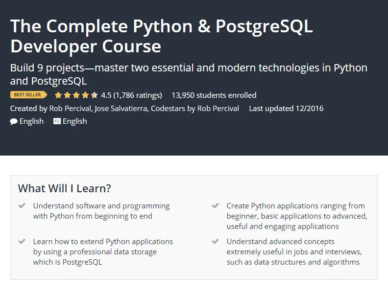 The Complete Python PostgreSQL Developer Course Udemy