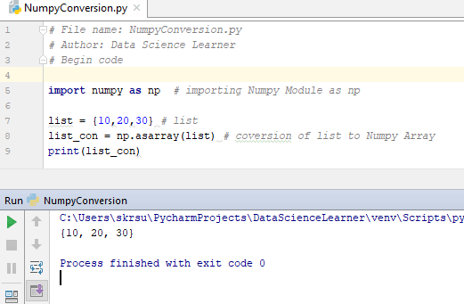 Numpy Conversion