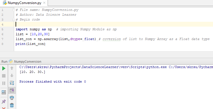Numpy Conversion on Float