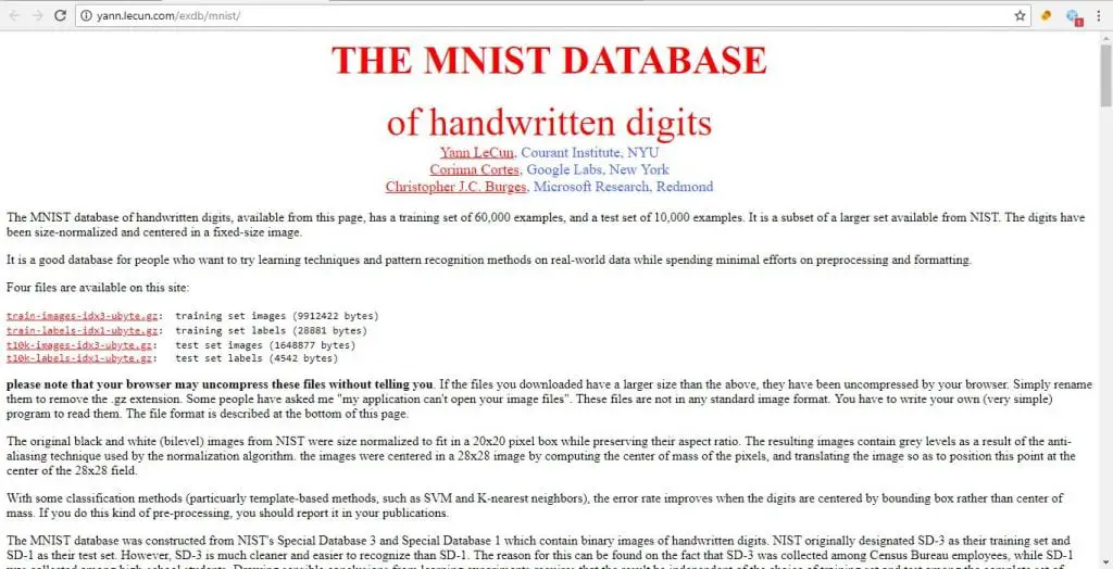 datasets for machine learning pojects MNIST