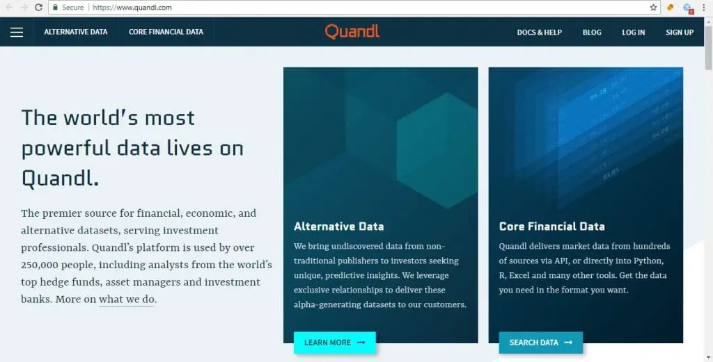 datasets for machine learning pojects Quandl