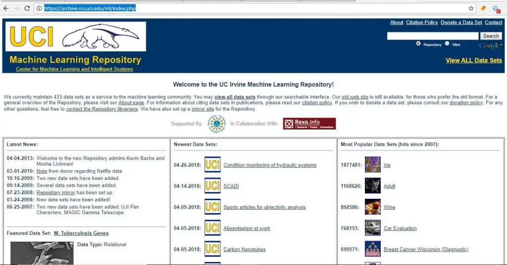 Datasets for machine learning projects