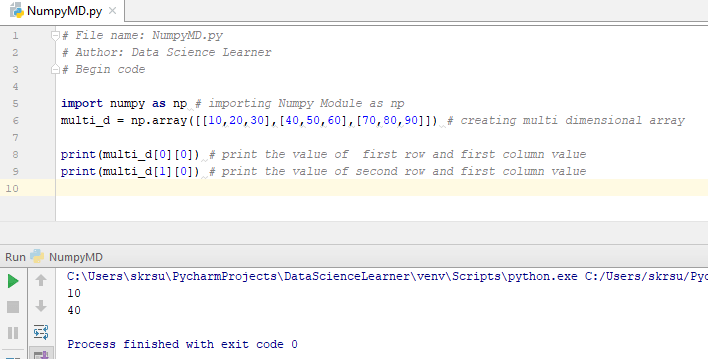 Numpy Tutorial Two Dimensional Indexing