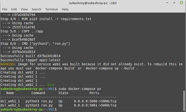 running docker-compose file