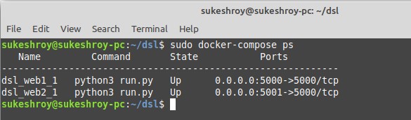 see all the running containers in docker compose